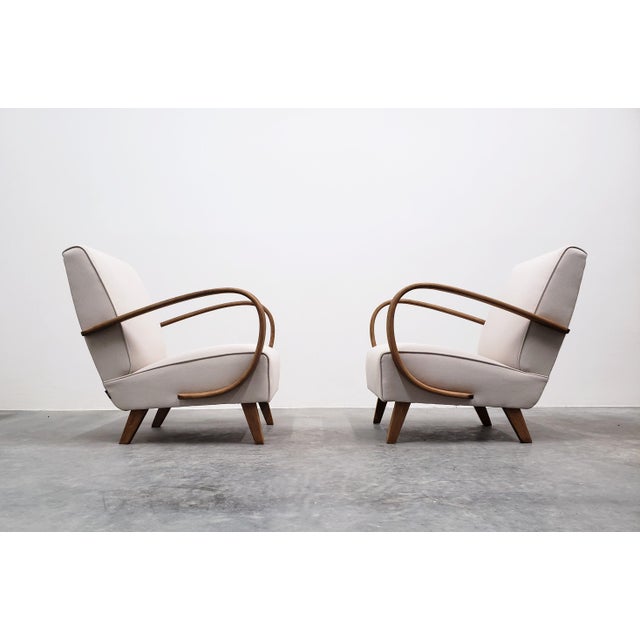 Bentwood Armchair with Beige Upholstery by Jindrich Halabala, 1930s For Sale - Image 12 of 12