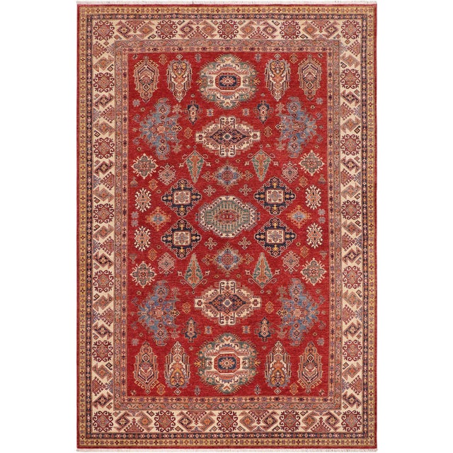 Bohemian Super Kazak Red/Ivory Wool Rug - 8'10'' X 12'7'' For Sale - Image 10 of 10