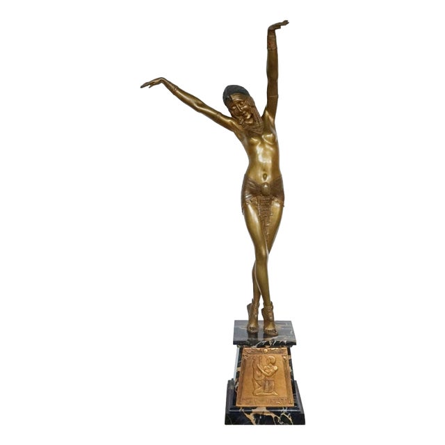 Demetre Chiparus, Art Deco Egyptian Dancer, 1920s-1940s, Bronze & Marble For Sale