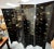 Black Mid Century Asian Double Sided Floor Screen Room Divider With Soapstone Decorations For Sale - Image 8 of 12