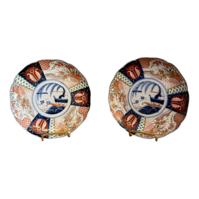 Antique Japanese Imari Plates, 1900s, Set of 2 For Sale