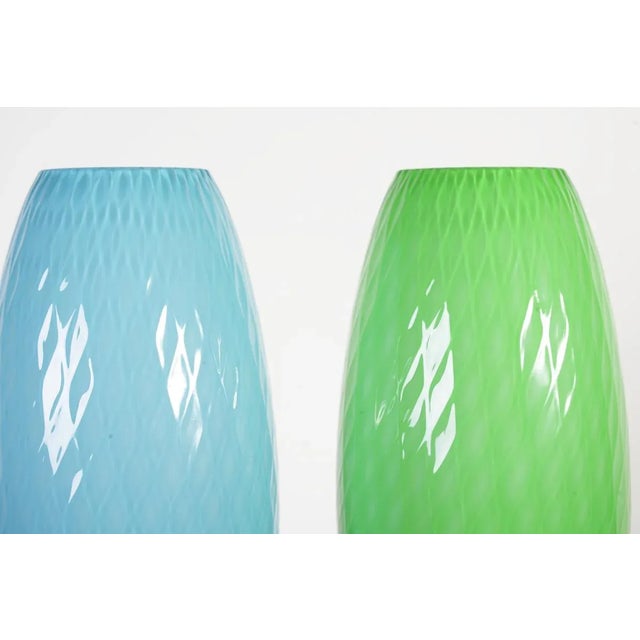 Green and Blue Art Glass Vases from Egermann, 1980s, Set of 2 For Sale - Image 3 of 12