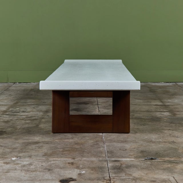 Johnson Furniture Co. Paul Frankl Rectangular Whitened Cork Coffee Table or Bench for Johnson... For Sale - Image 4 of 16