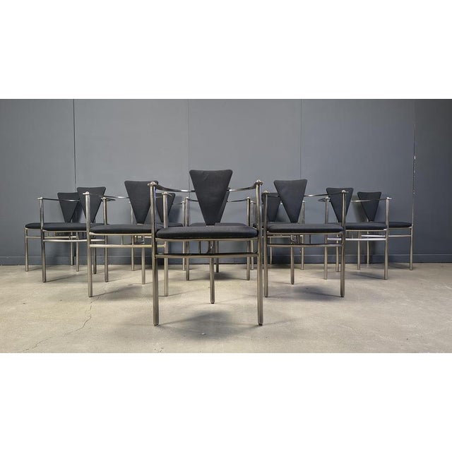Metal Postmodern Dining Chairs from Belgochrom, 1980s, Set of 10 For Sale - Image 7 of 11