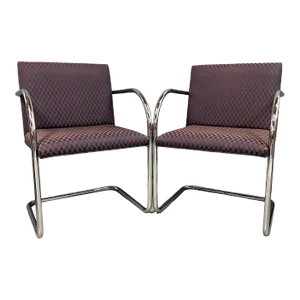 1970s Pair of Tubular Ludwig Mies Van Der Rohe Brno Armchairs by Gordon International