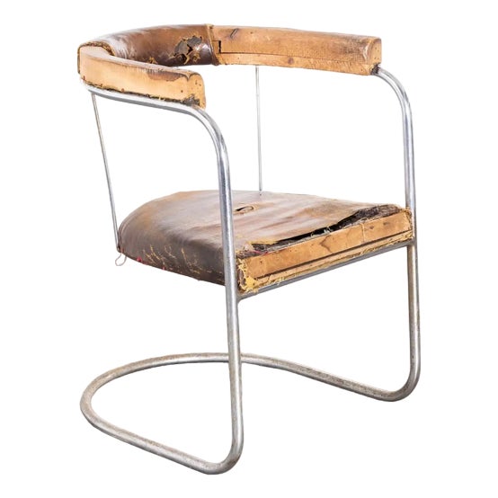 Pel Tubular Chrome Sprung Side Chair in Leather, 1930s For Sale