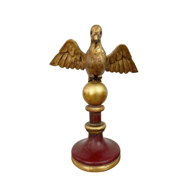 European Carved Wood Bird Sculpture on Finial 9.5" H For Sale - Image 9 of 9