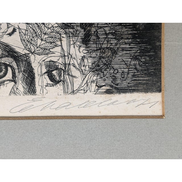 Original Pencil Signed Surrealist Etching on Paper, Dreamlike Symbolist Composition, Mid-20th Century For Sale - Image 16 of 18