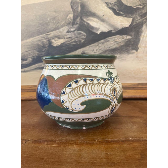 Ceramic Vintage Hand Painted Ceramic Pot, Imported From Holland For Sale - Image 7 of 8