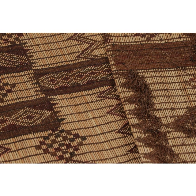 Title: Vintage Tuareg Mat, Beige-Brown Tribal Geometric Patterns - Rug & Kilim For Sale - Image 10 of 10