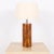 Tall wood block column lamp with linen shade by Amter Craft. Dimensions listed (16 in. diameter x 29 in. tall) are the...