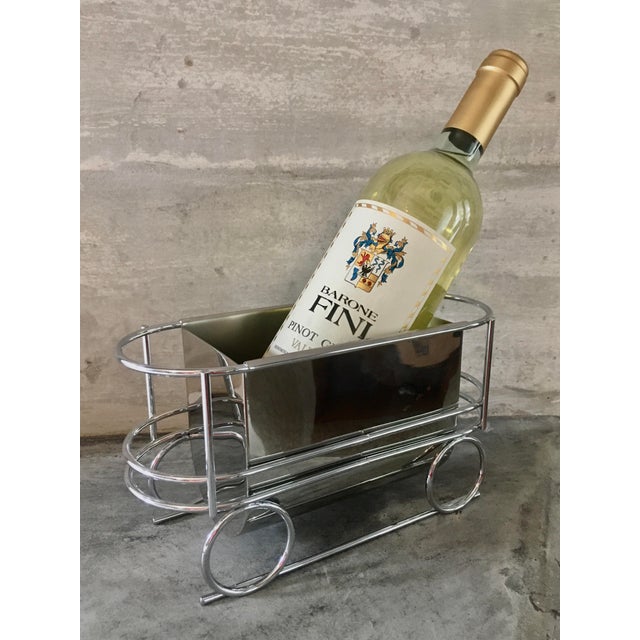 Metal 1970s Art Deco Style Chrome Caboose Wine Bottle Trolly For Sale - Image 7 of 11