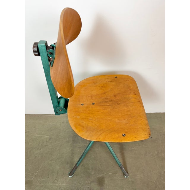 Industrial Dark Green Workshop Chair, 1950s For Sale - Image 12 of 18