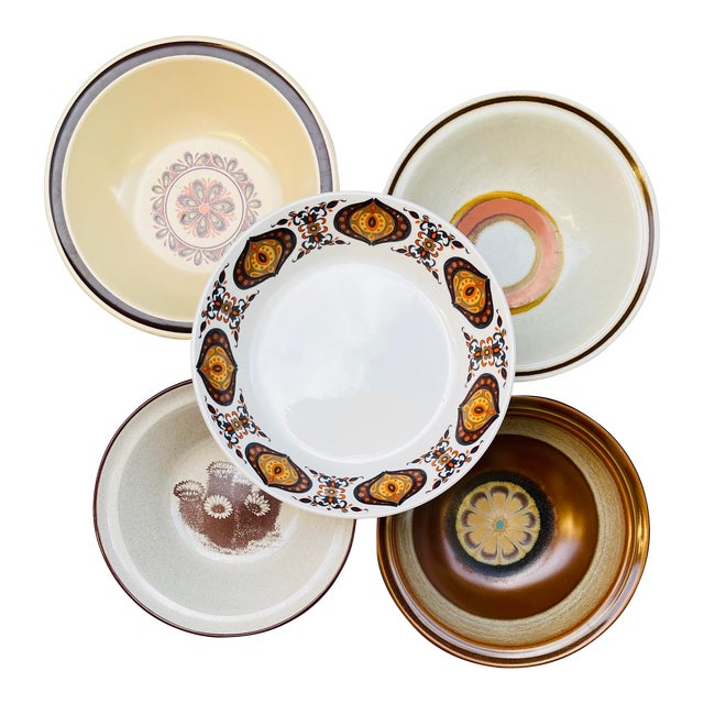 Mismatched Set of 5 Stoneware Cereal Bowls Chairish