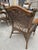 5-PIECE VINTAGE TROPICAL RATTAN AND WICKER DINING SET -This elegant 5-piece dining set includes a round glass-top table...