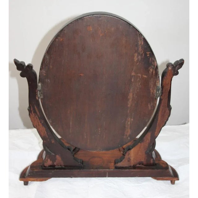 Vanity Oval Table Mirror in Carved Wood, 1920s For Sale - Image 10 of 12