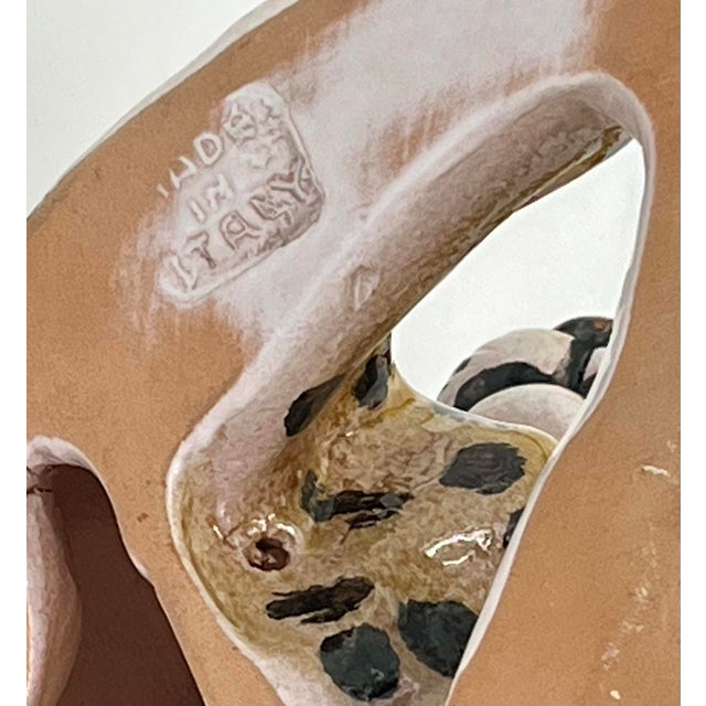 Mid 20th Century Hollywood Regency Glazed Terracotta Italian Leopard or Cheetah Statue Figurine Reclining For Sale - Image 9 of 11