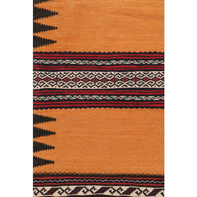 Traditional Vintage Afghan Kilim in Gold With Stripes & Geometric Patterns, From Rug & Kilim For Sale - Image 3 of 7
