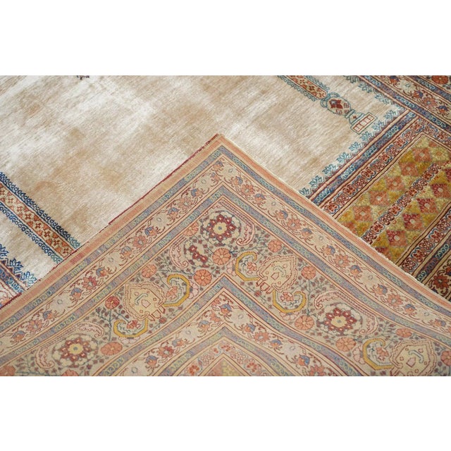 19th Century Antique Silk Tabriz Rug 3'9'' X 5'8'' For Sale - Image 5 of 12