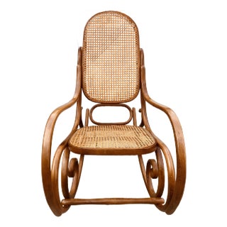 1960s Vintage Authentic Signed #10 Thonet Original Bentwood Rocking Chair For Sale