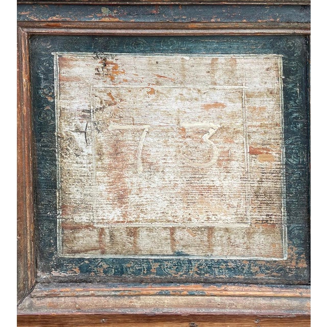 Blue Antique Painted Chest, 1773 For Sale - Image 8 of 12