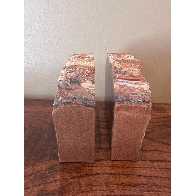 Large Vintage Petrified Wood Symmetrical Bookends With Reds, Browns, Whites, Grays For Sale - Image 10 of 10