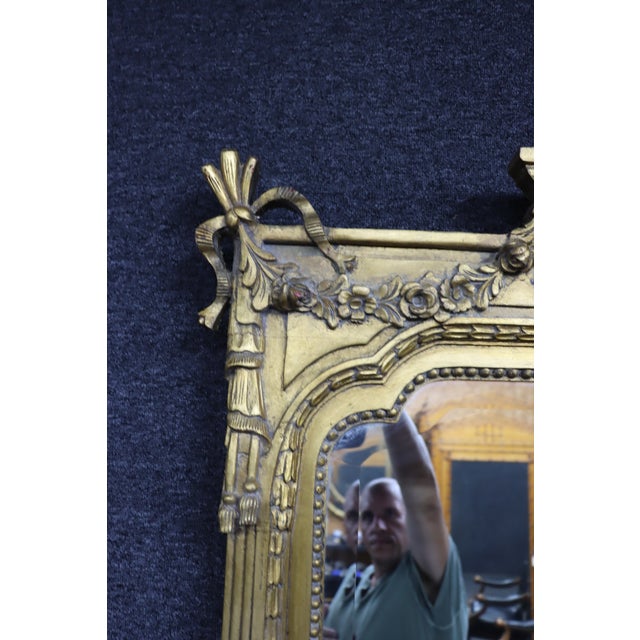 French Late 19th Century French Louis XVI Style Carved Giltwood Beveled Floor Pier Mirror For Sale - Image 3 of 13