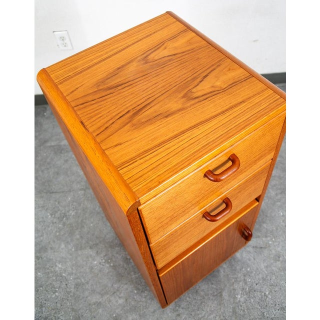 Wood Mid Century Danish Modern Compact Cabinet Teak Wood 2 Drawers Table Vintage MCM For Sale - Image 7 of 10