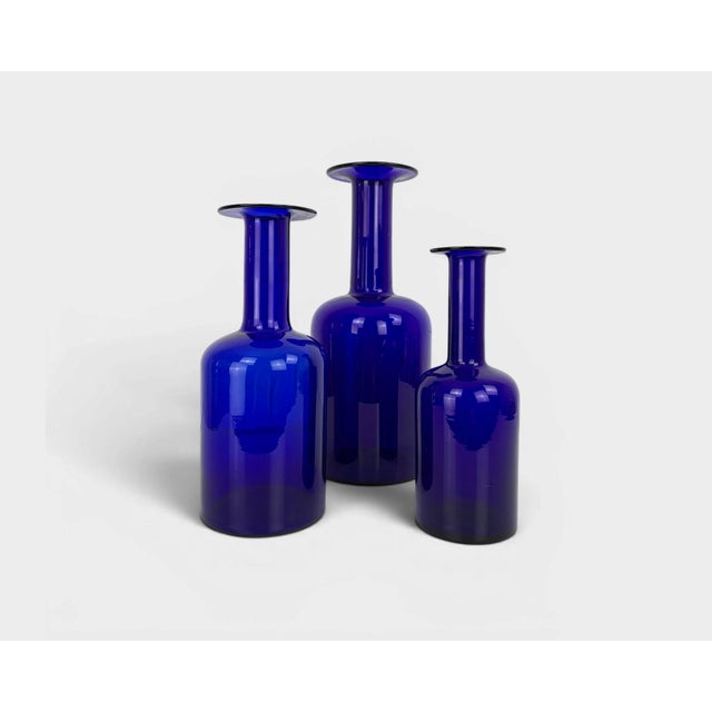 Vintage Cobalt Blue Floor Vases by Otto Brauer for Holmegaard, Denmark, 1960s, Set of 3 For Sale - Image 9 of 9