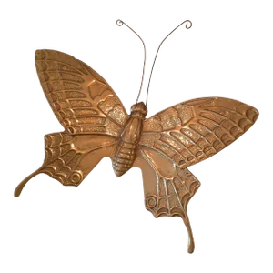 Vintage Solid Brass Butterfly Wall Sculpture Large XL