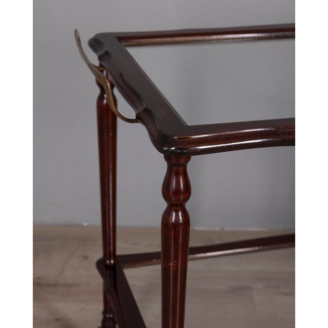 Mid-Century Modern Vintage Italian Wood and Glass Serving Bar Cart, 1960s For Sale - Image 3 of 15