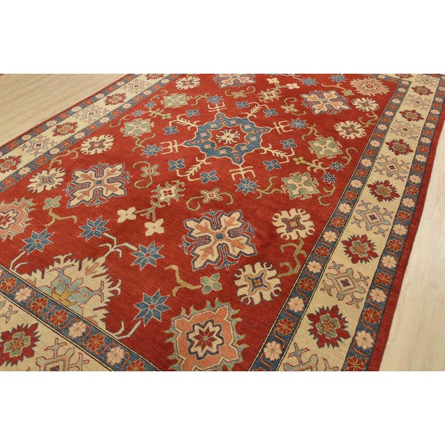 Farmhouse Kazak Rug 8’6” X 13’4” Red Wool Tribal Hand-Knotted Oriental Carpet For Sale - Image 3 of 15