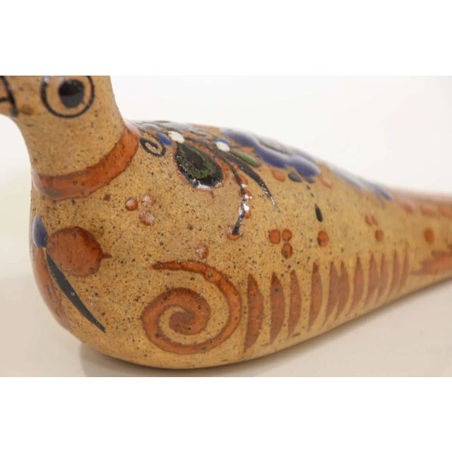 Ceramic Mexican Tonala Pottery Hand Painted Bird For Sale - Image 7 of 13