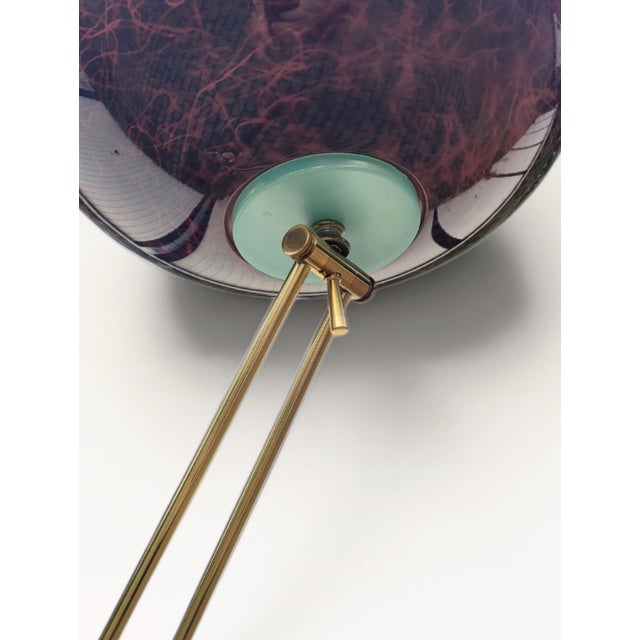 Mid-Century Italian Lacquered Goatskin & Brass Adjustable Torchiere Floor Lamp, 1950s For Sale - Image 11 of 18