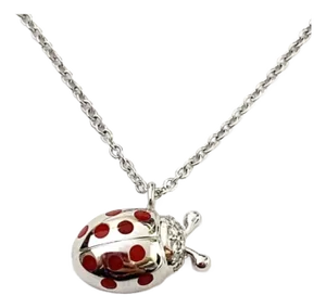 Tiffany & Co. Diamond Red Enamel 18k White Gold Lady Bug Pendant
