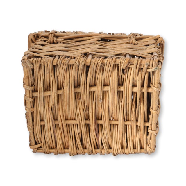 Wood Antique English Wicker Hamper For Sale - Image 7 of 7