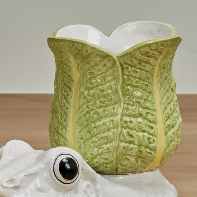 Vintage Italian Glazed Ceramic Frog Planter For Sale In West Palm - Image 6 of 10