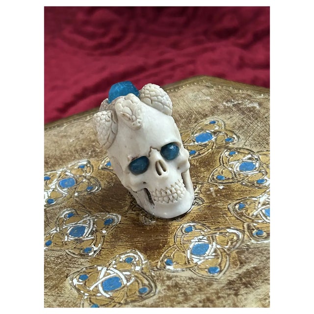 Hollywood Regency Ooak, Florentine Box/Deer Antler Skull/Natural Apatite For Sale - Image 3 of 7