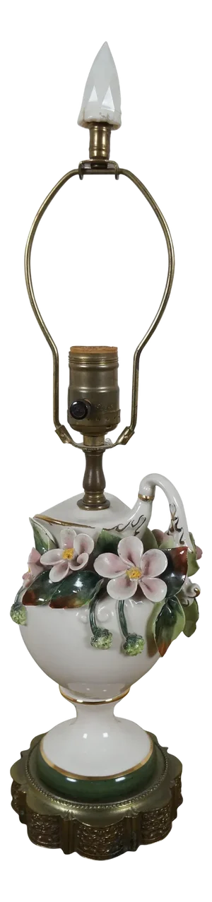 1940s Mid Century Cordey Porcelain Capodimonte Boudoir Pitcher Lamp