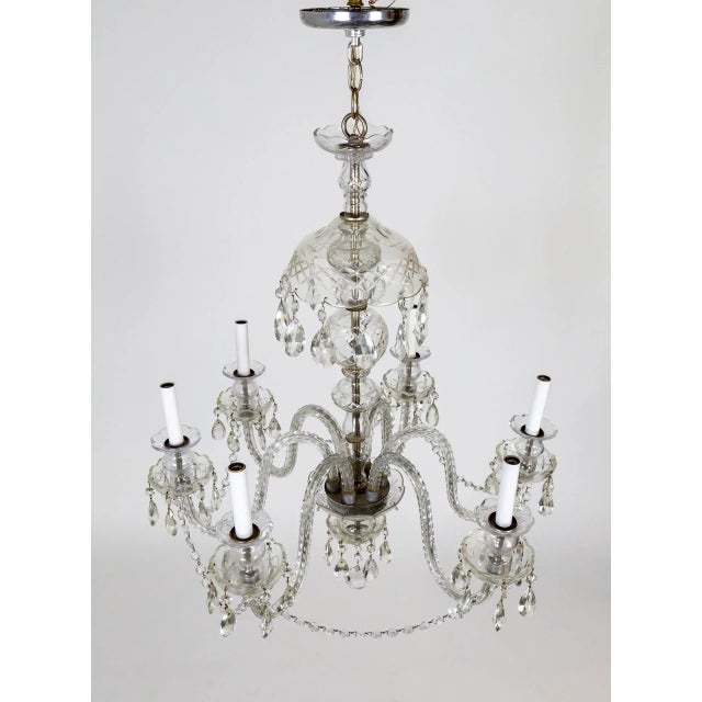 Traditional Mid 20th Century Georgian Style Cut Crystal Chandelier For Sale - Image 3 of 13