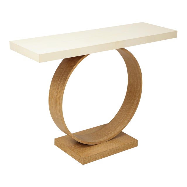 Bespoke Sculptural Cerused Oak and Parchment Console For Sale