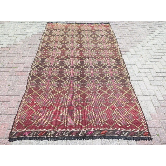 1960s Embroidered Kilim Rug - 58" X 114" For Sale - Image 11 of 11