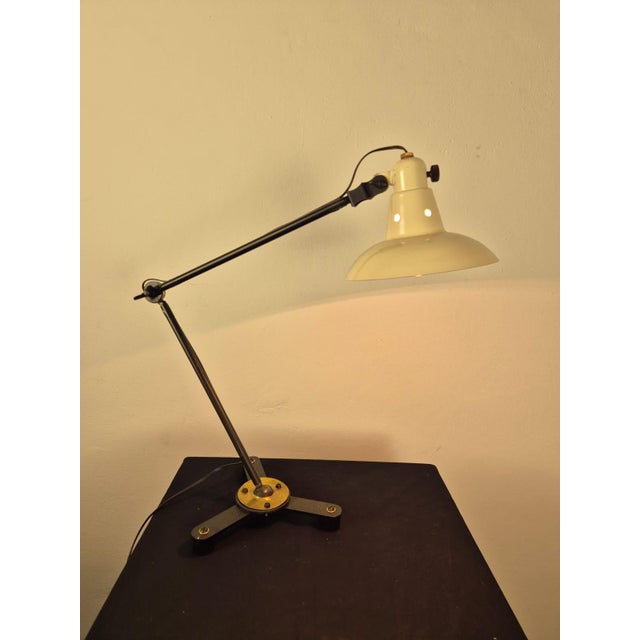 Industrial Adjustable Table Lamp, 1950s, in Restored conditions. Designed 1950 to 1959 This piece is attributed to the...