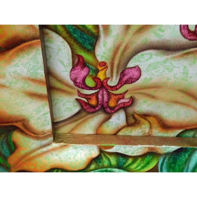 Luis Sottil "Gold Flower" Hand Signed #Hr581 Original Flower Art Canvas For Sale - Image 4 of 5