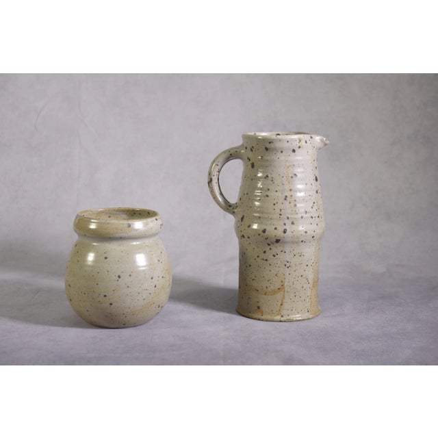 Pyrite Stoneware Pot and Pitcher by Lanusé / Fégréac, 1960s, Set of 2, in Very Good conditions. Designed 1950 to 1959 This...
