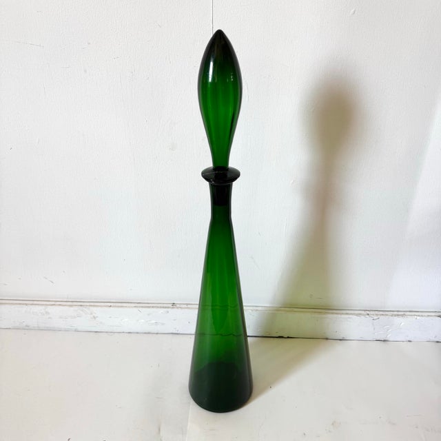 Empoli Empoli Genie Bottle Green XL 29" MCM Italian Art Glass Made in Italy Attributed For Sale - Image 4 of 12