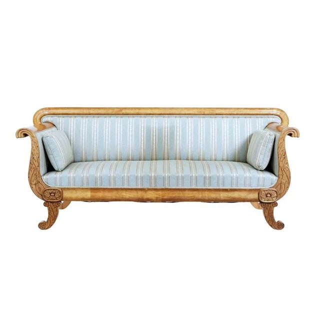 19th Century Swedish Carved Birch Sofa For Sale - Image 5 of 11