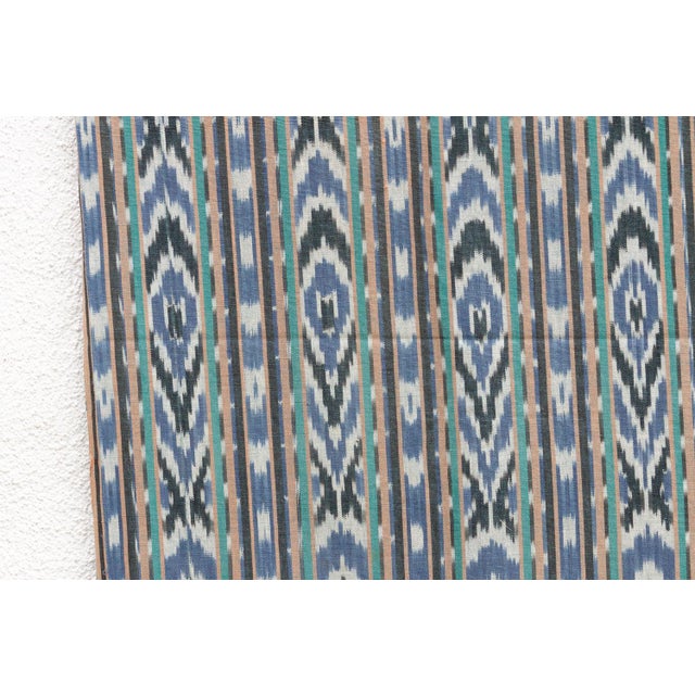 Monumental Cool Blue Ikat Textile For Sale - Image 4 of 7