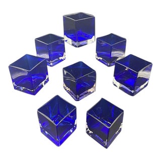 Cobalt Blue Glass Square Votives - Set of Eight For Sale