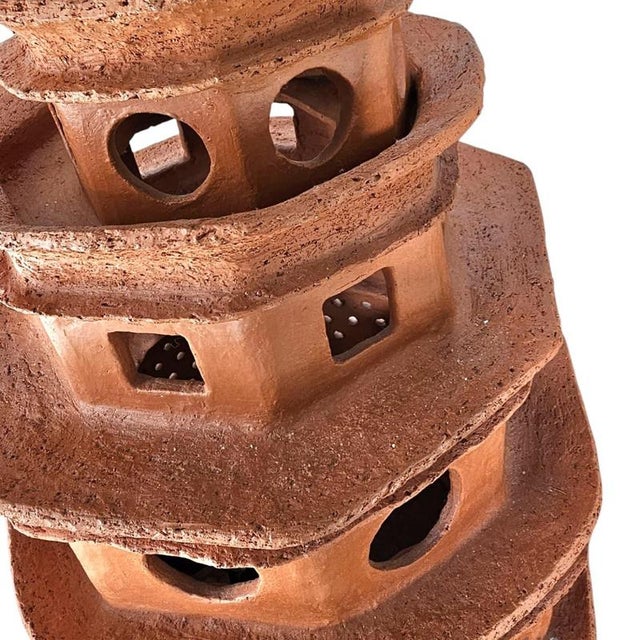 Ceramic Terracotta Ceramic Pagode Lamp, 1970s For Sale - Image 7 of 10